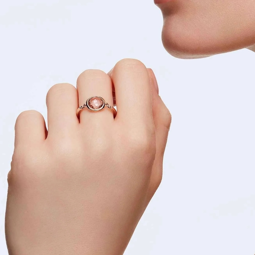 Swarovski Tahlia Ring Round Cut Pink Rose Gold Tone Plated - Picture 3 of 12